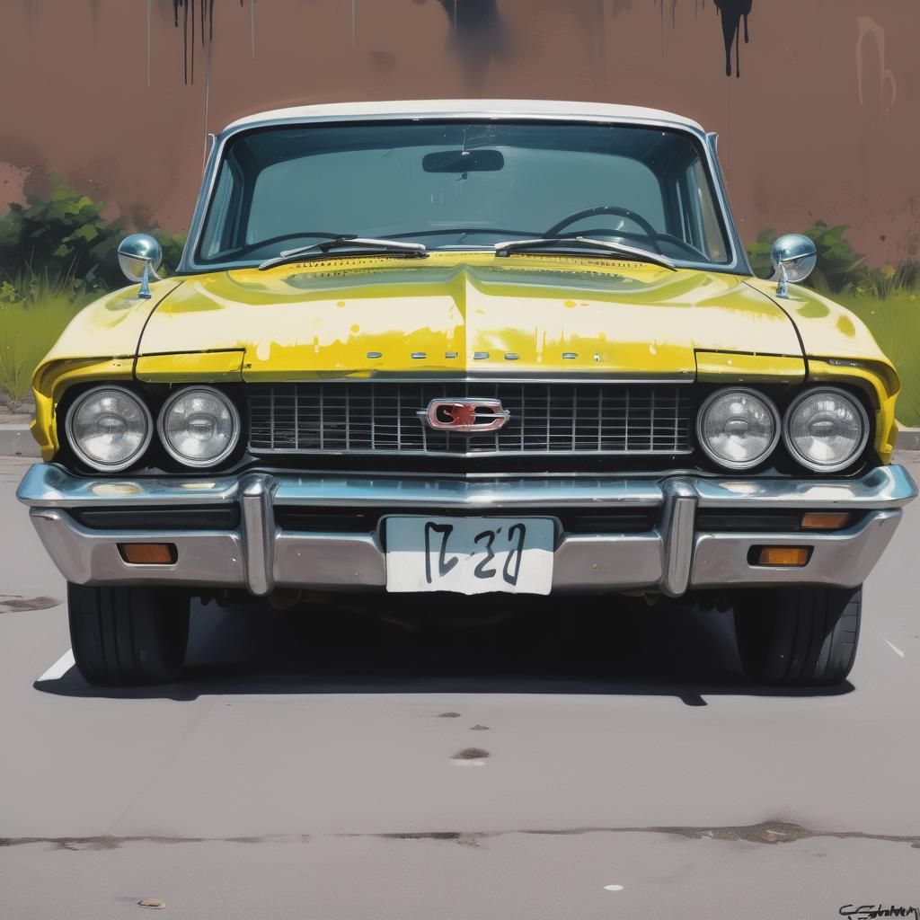 Classic Car in Graffiti Splash Art Style