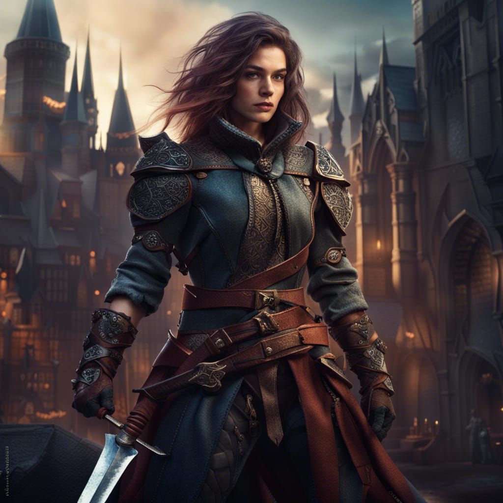 Fantasy Rogue in Medieval City, Detailed Digital Art