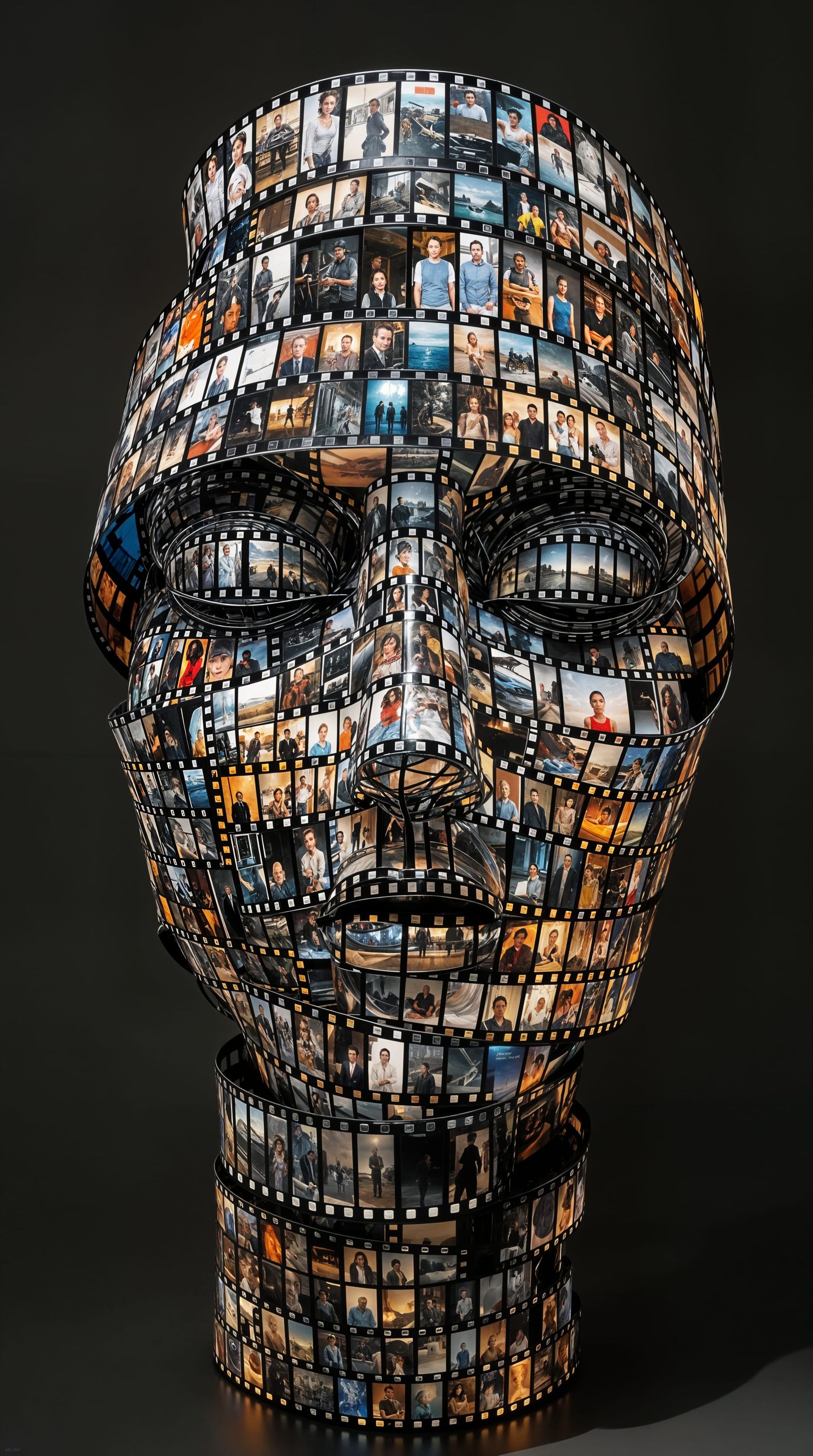 Timeless Portrait Made of Wrapping Film Reels