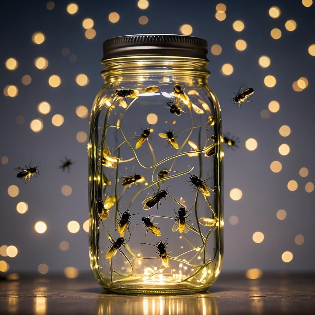 Fireflies Captured in a Jar: Professional Photography