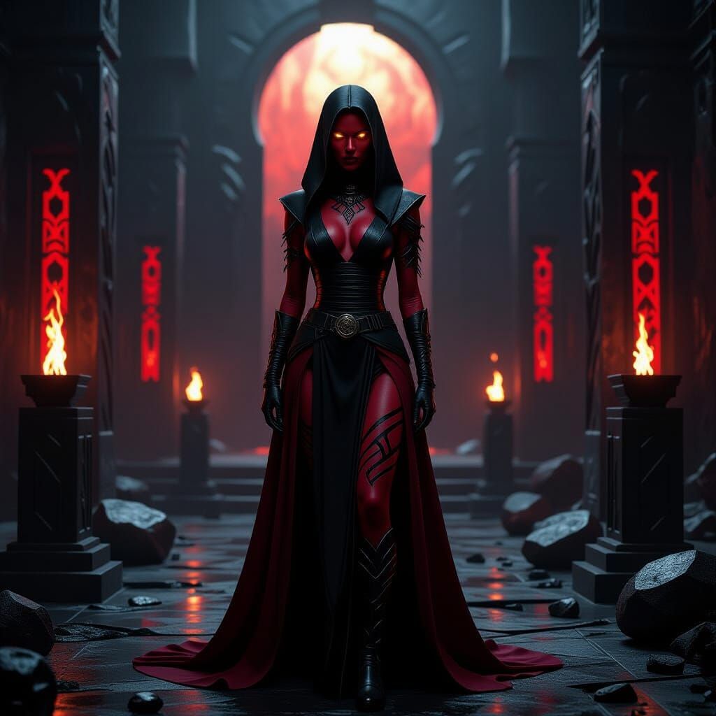 Sith Acolyte with Crimson Skin and Gold Eyes