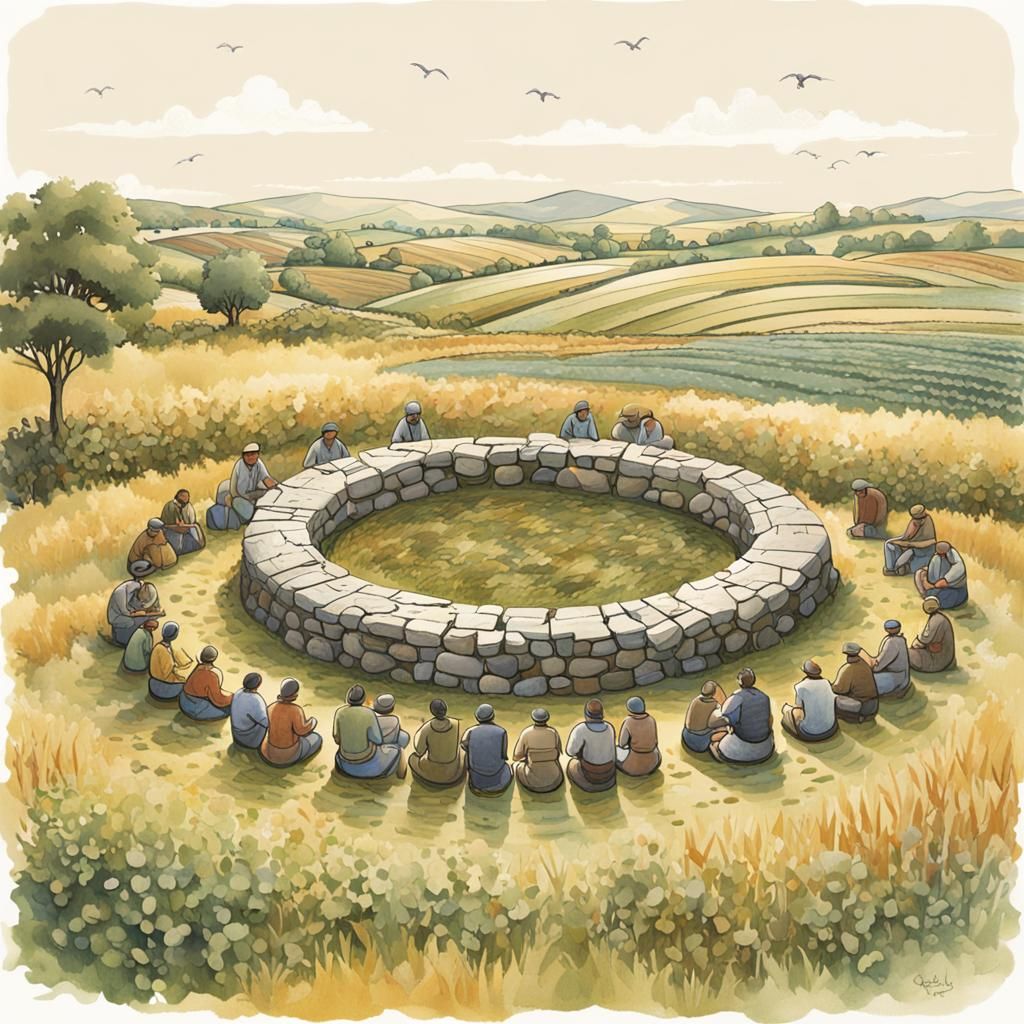 Stone Henge Community Gathering in Fantasy Landscape