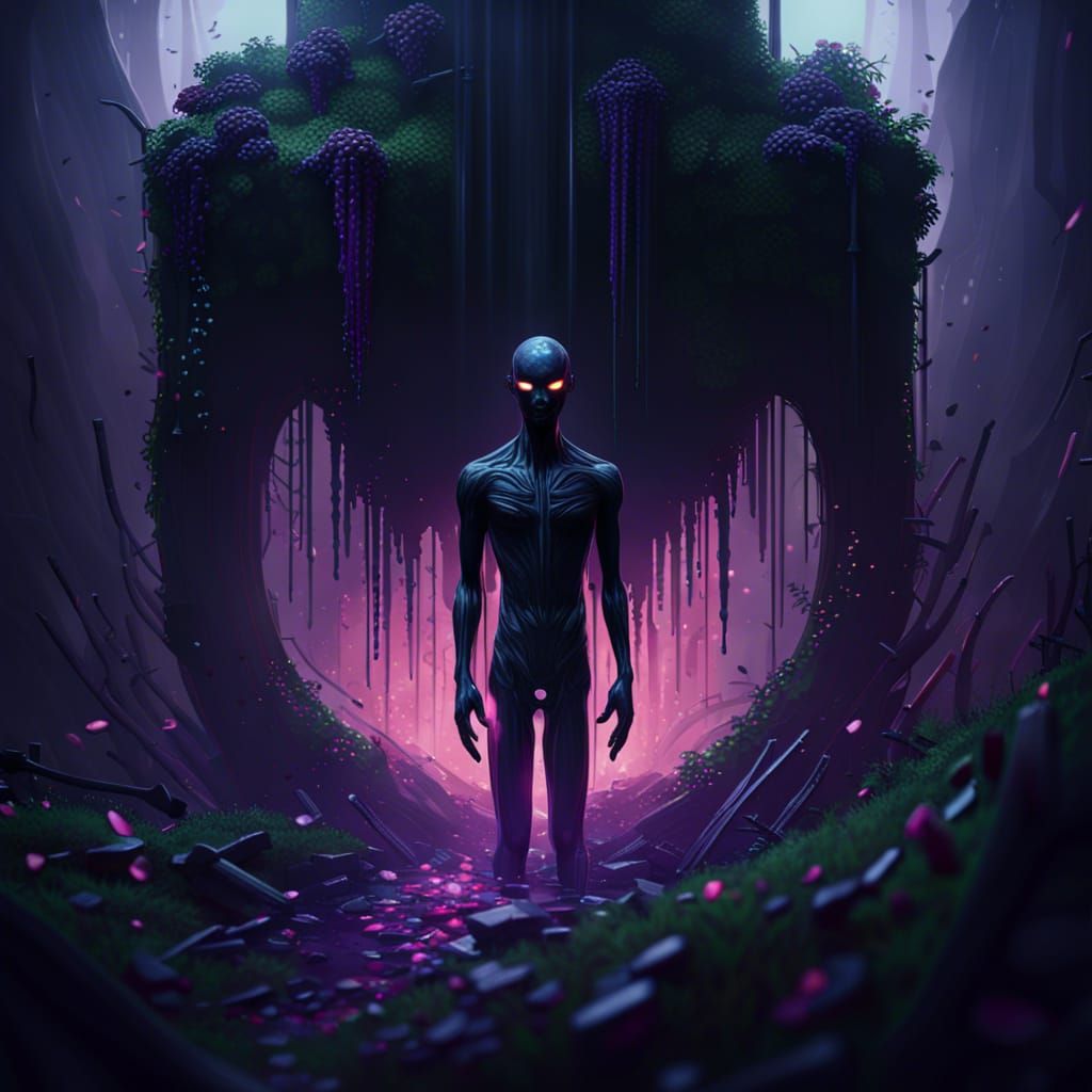 Realistic Enderman in Dark Fantasy Style