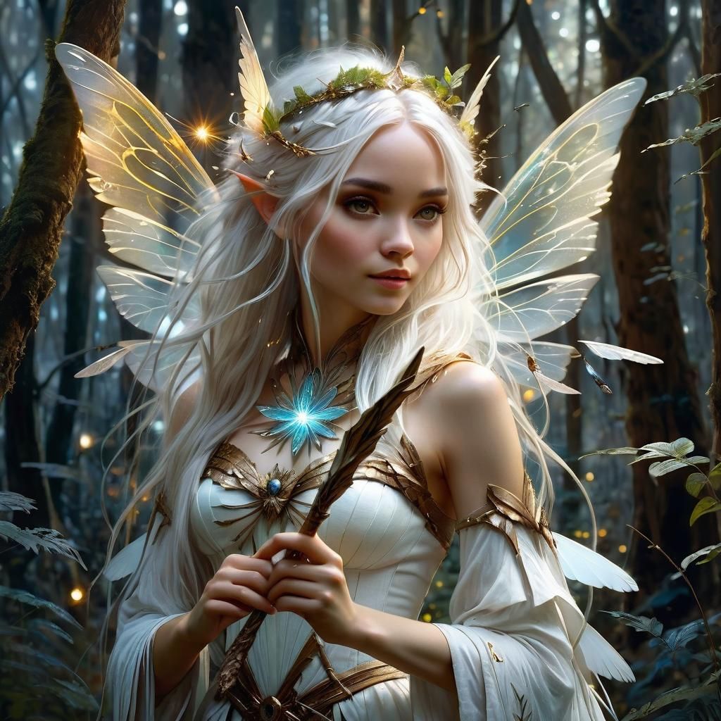 Enchanted Fairy in Forest: Digital Art Masterpiece