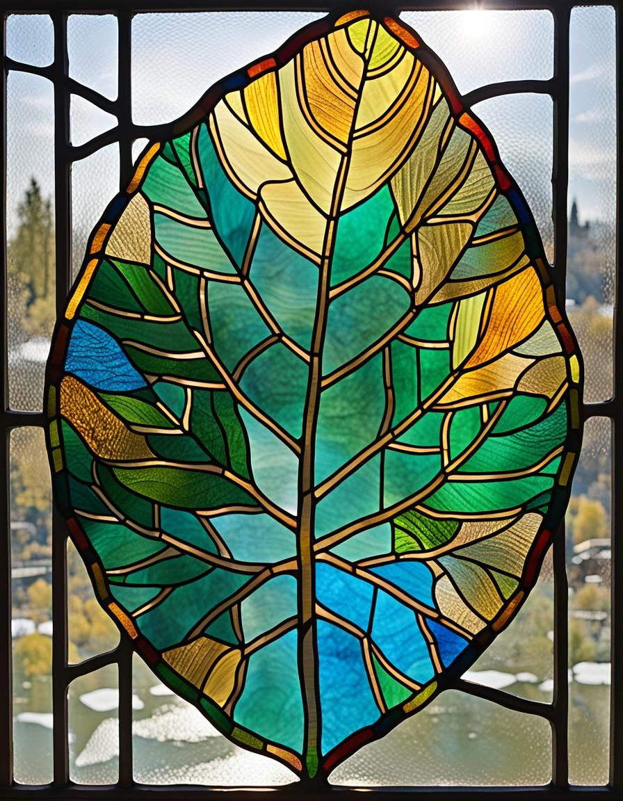 Stained Glass Aspen Leaf Window Art