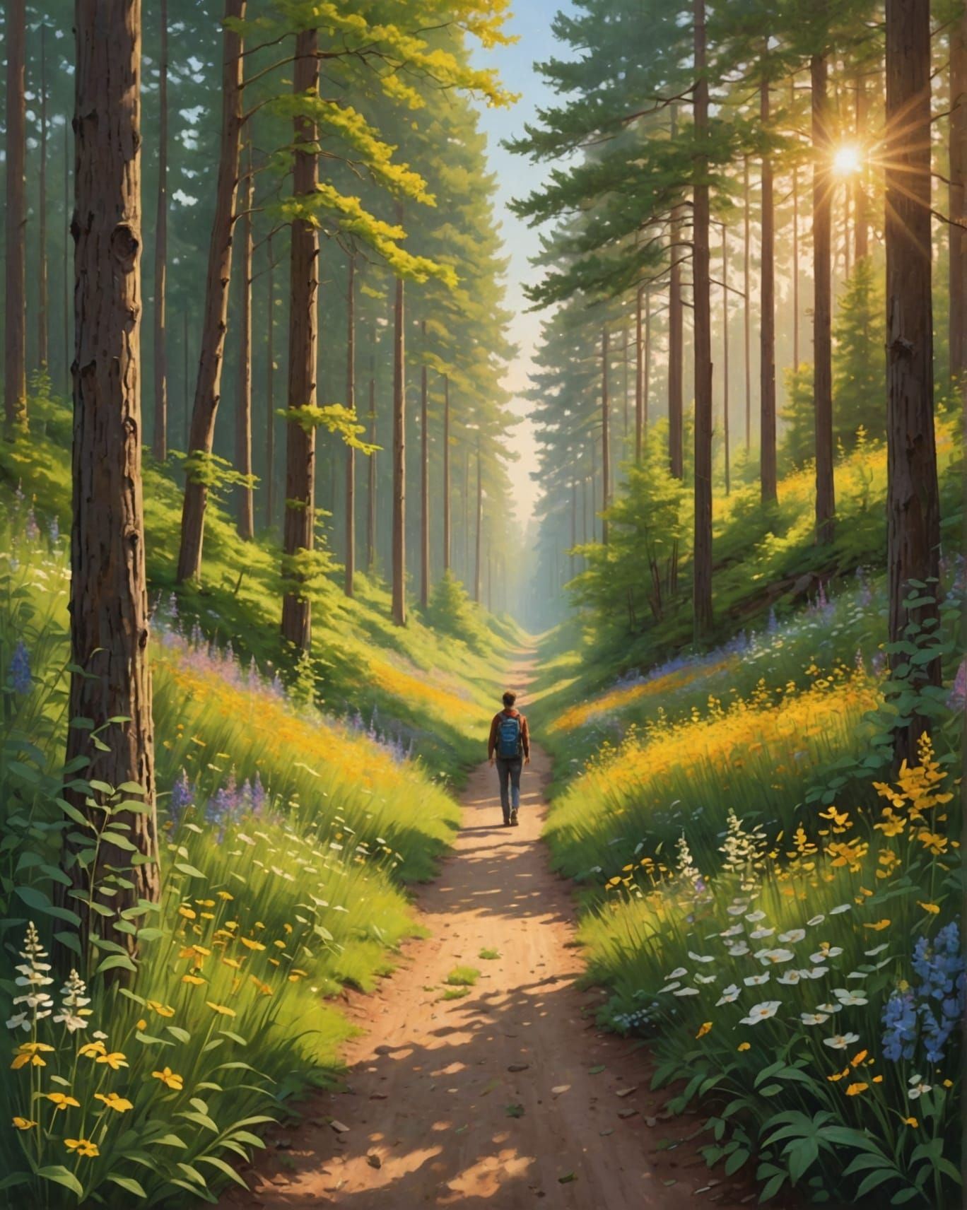 Sunlit Forest Trail: A Journey to Inner Peace