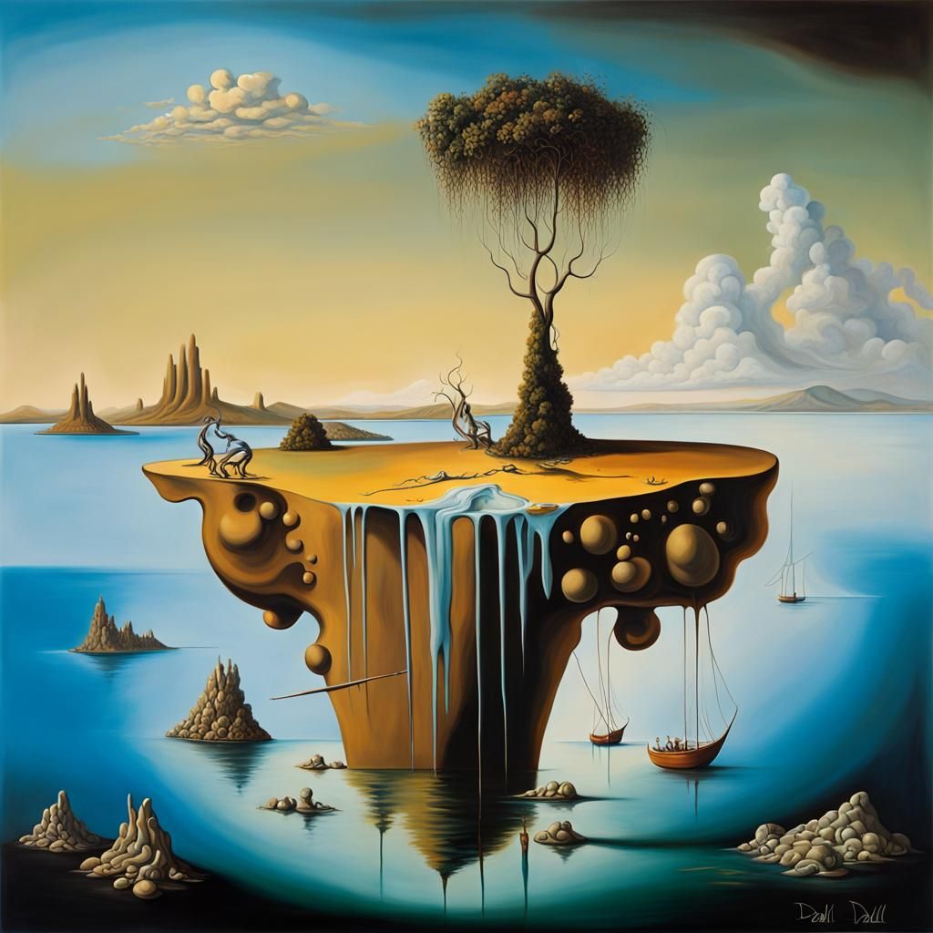 Surreal Island Landscape in Dali Style