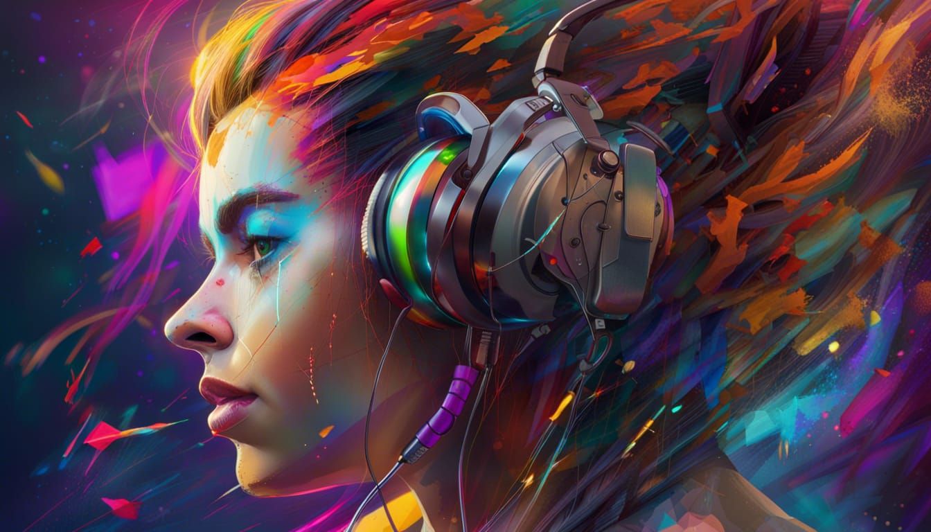 The Girl feels good music in these headphones, portrait well...