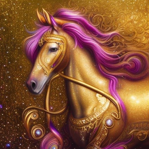 Glittering Fractal Horse on Merry-Go-Round