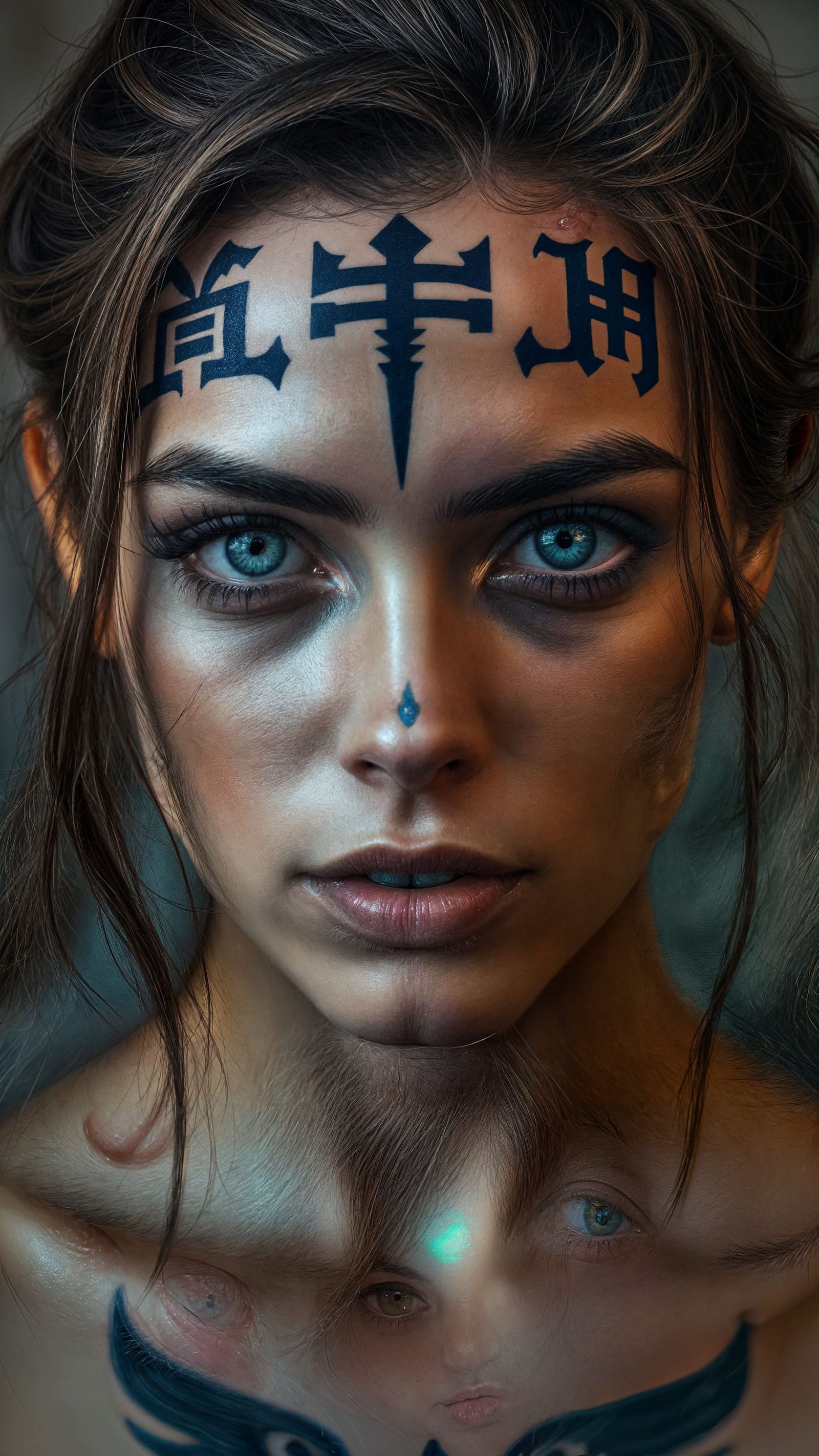 Alien Symbol Tattoo Portrait, Digital Painting