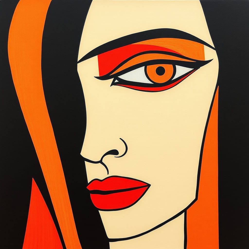 woman's face with a red eye shadow
