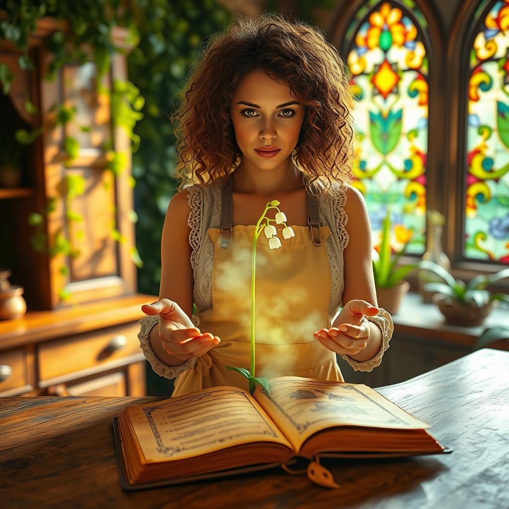 Kitchen Witch with Lily of the Valley in Astral Style