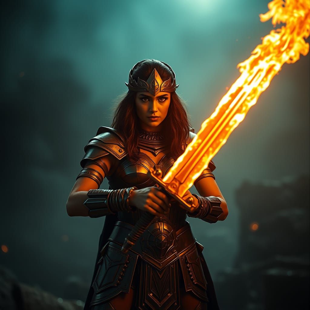 Armored Teela with Sword of Fire: Cinematic Still