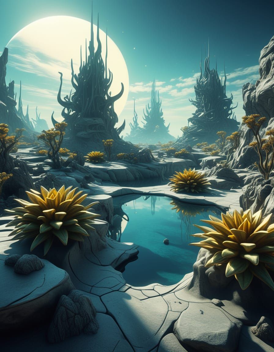 Surreal Alien Landscape in Futuristic Biome Style