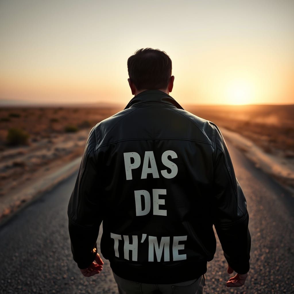 Man Walking a Desolate Road in a Noir-Inspired Style