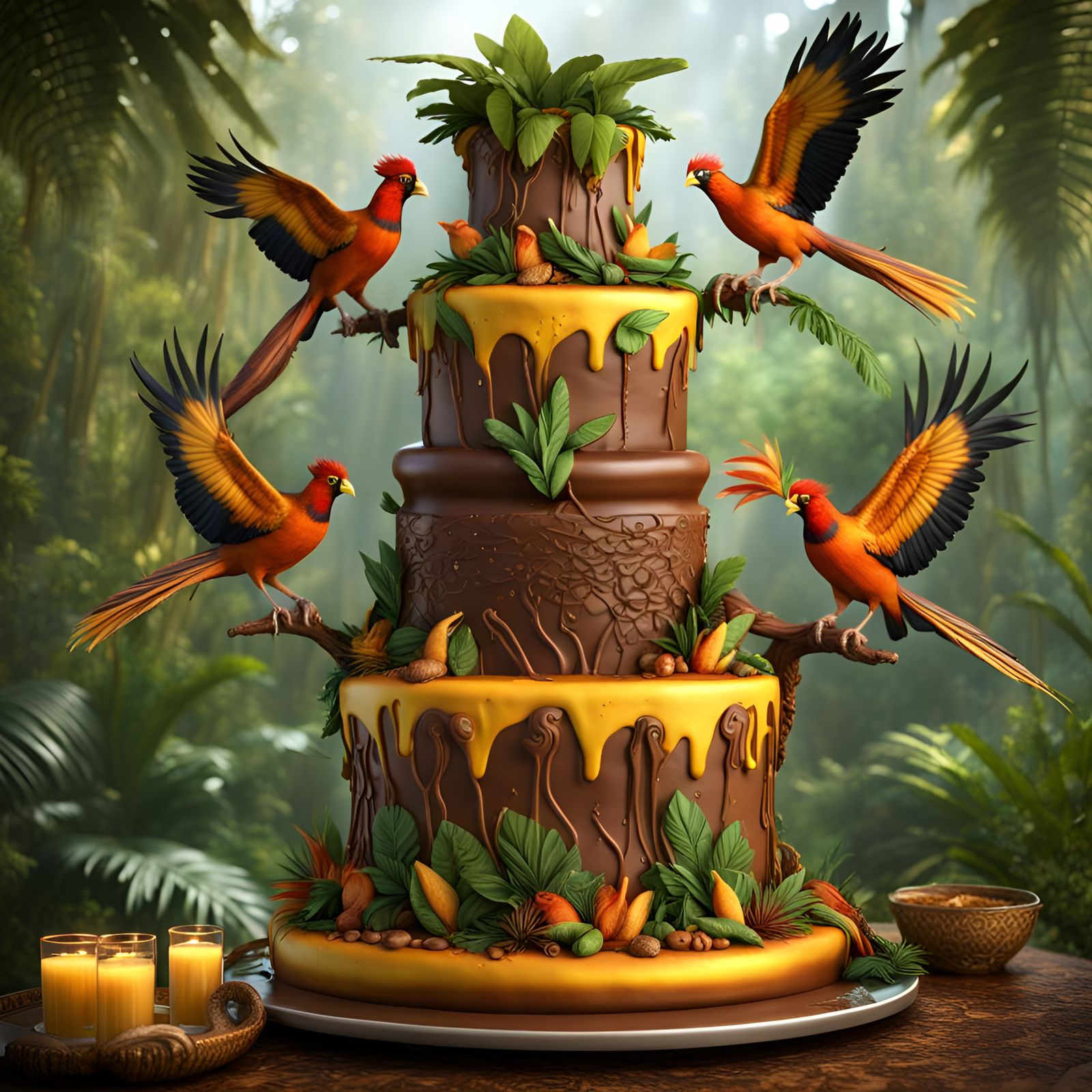 Jungle Safari Cake with Phoenix Bird
