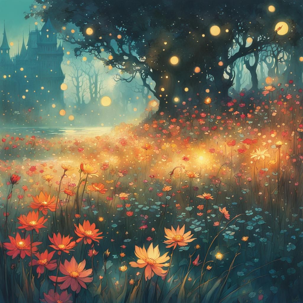 Enchanted Fairy Flowers in Solarpunk Style