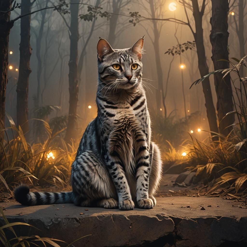 Egyptian Mau Cat Portrait in Earthen Tones