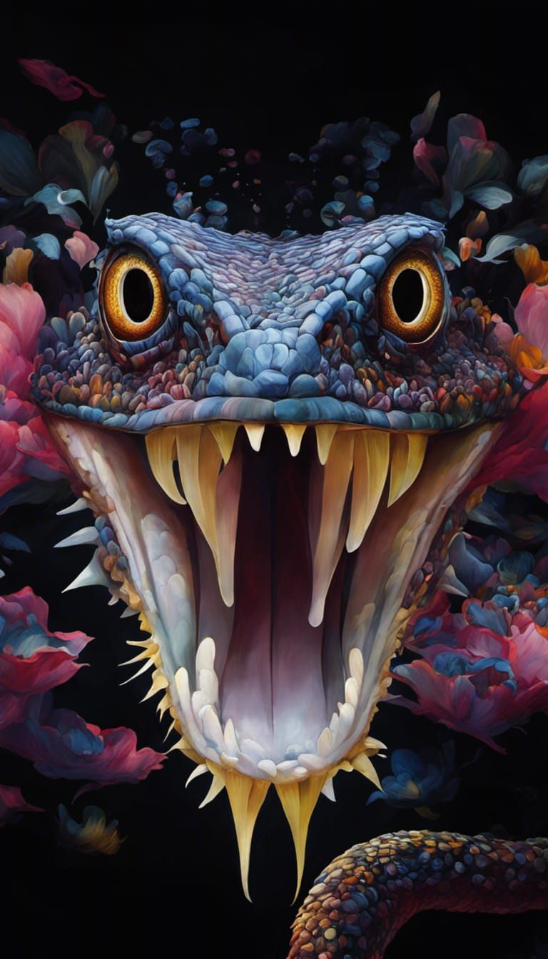 Detailed Cobra Snake in Auroracore Vaporwave Style