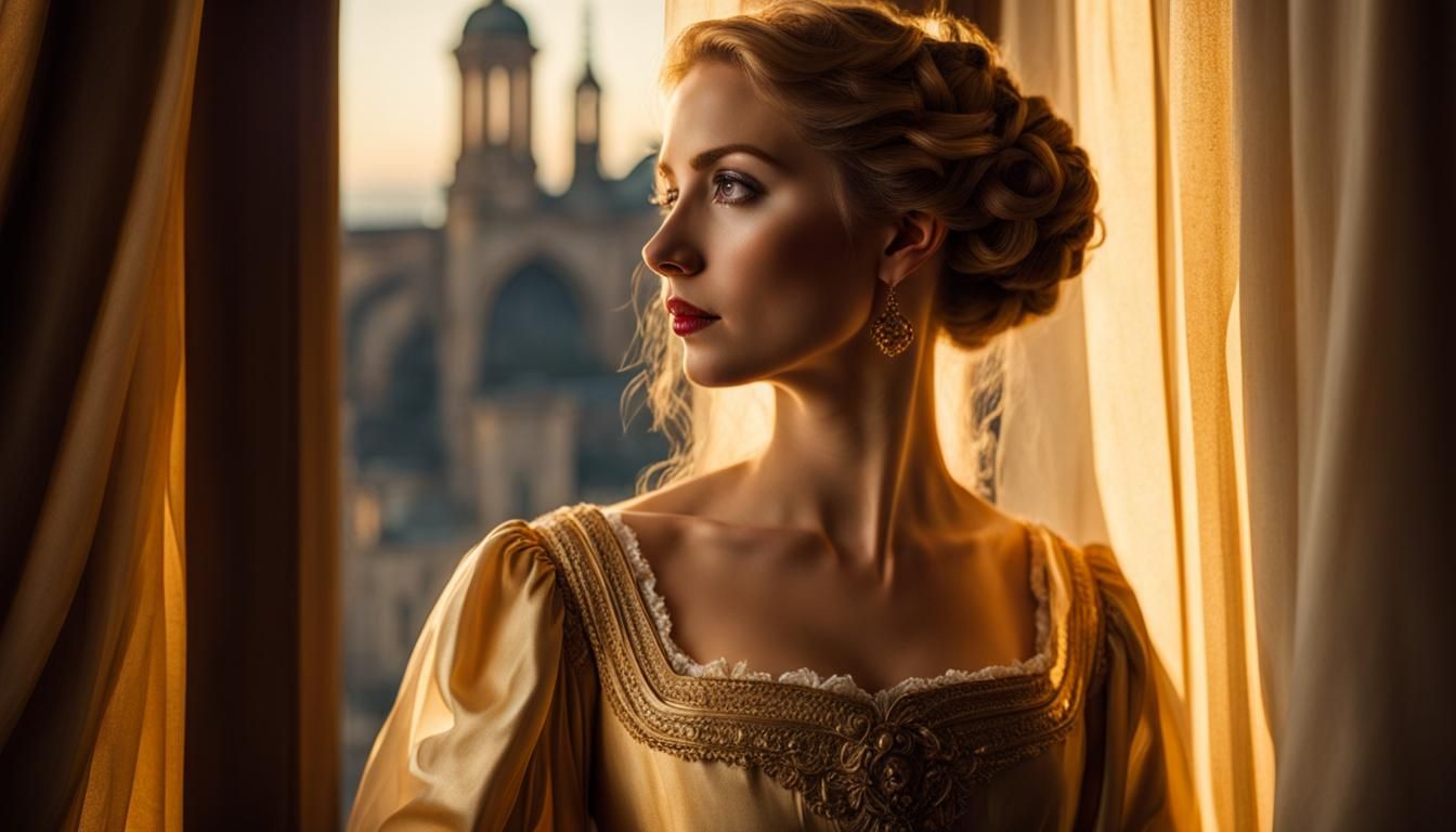 Romantic Realism Portrait of Woman in Renaissance Dress