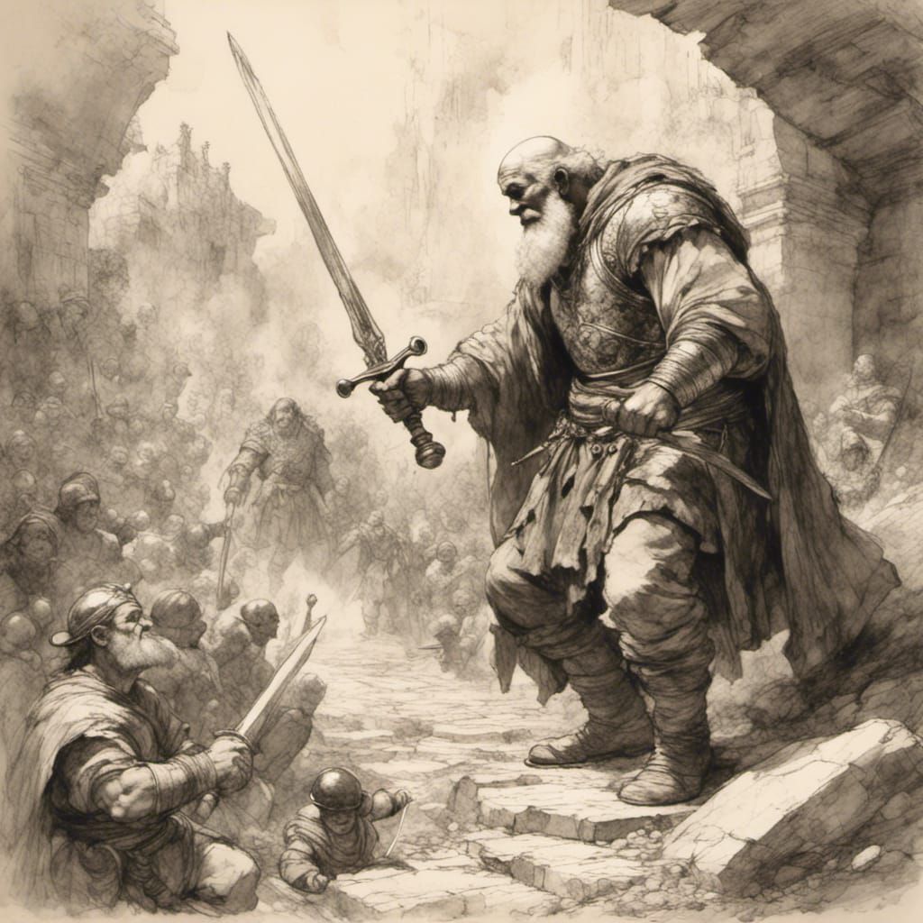 Popeye as King Arthur: Sword in Stone Sketch