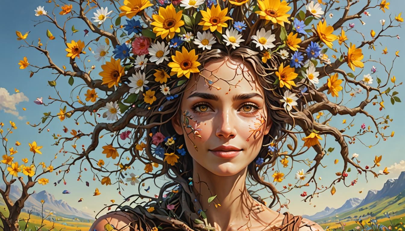 Tree of Life Woman Smiling in Spring