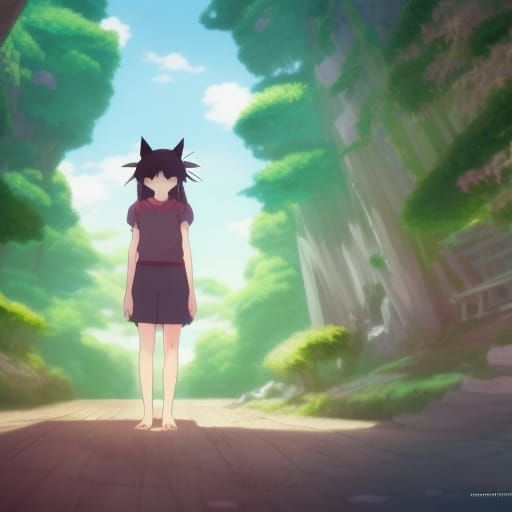 Anime Catgirl in Ghibli Style, 8k Resolution