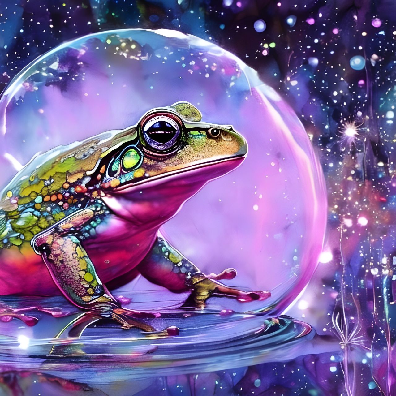 Cute Frog in Nacreous Dream Bubble