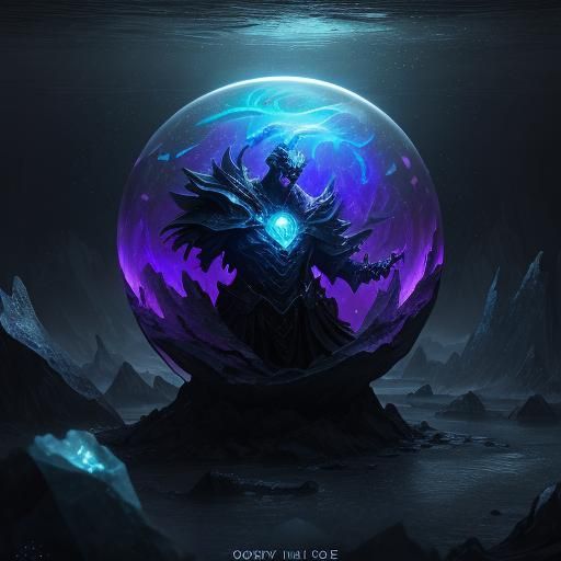 Floating Glass Entity with Bioluminescent Eyes