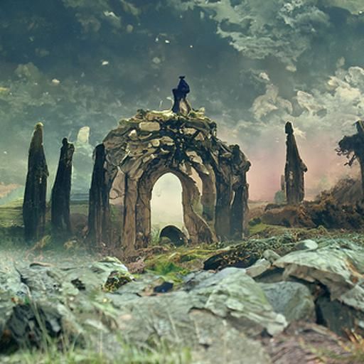 Monastic Stone Ruins in Ireland, Watercolor Style