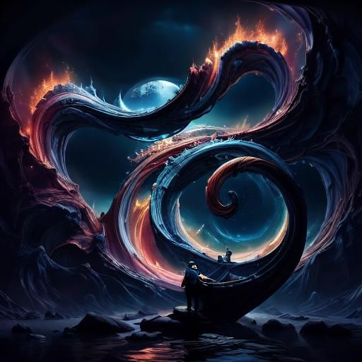 Luminous Cosmic Teapot Ascends with Majestic Dragon