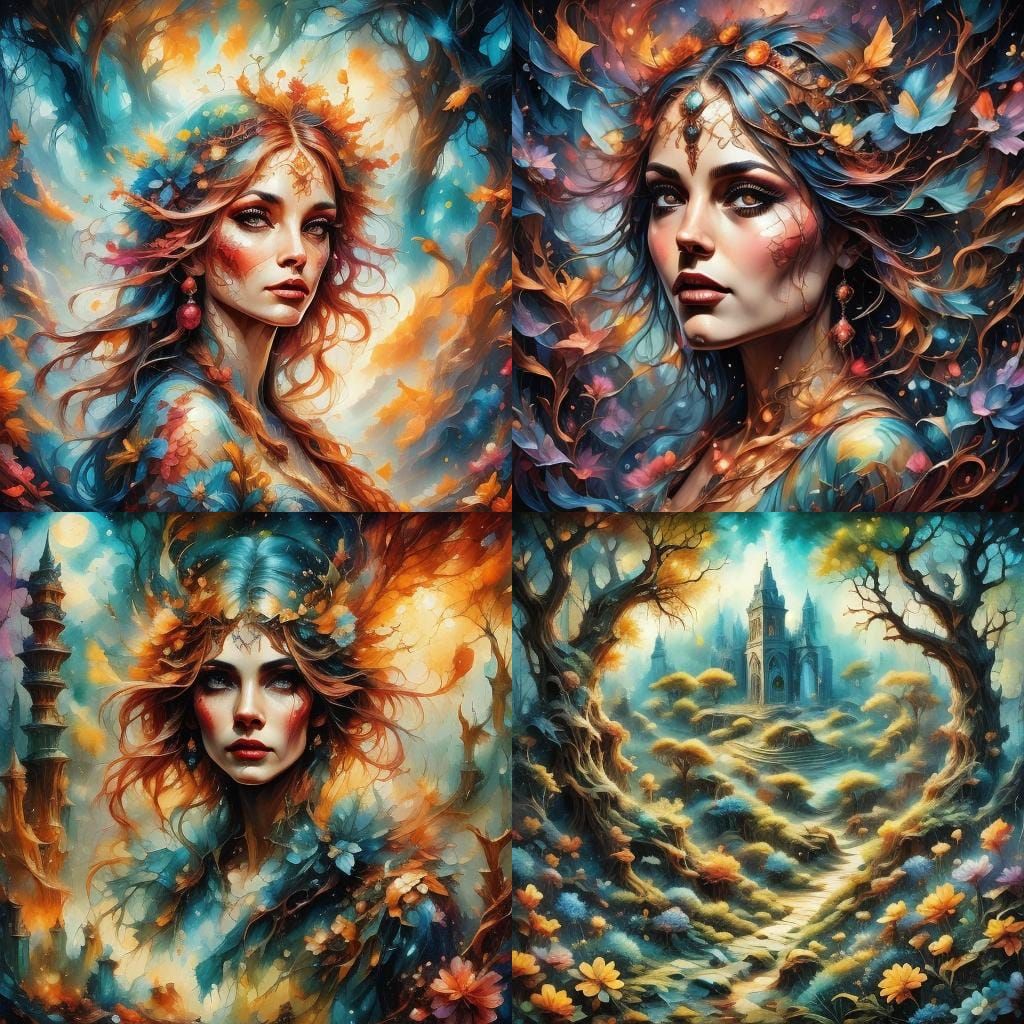 Ethereal Dark-Skinned Fairy Portrait with Abstract Colors