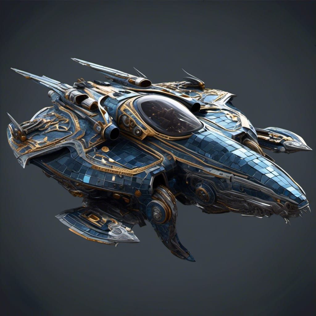 Dragon Spaceship 3D Render in Futuristic Chrome Style