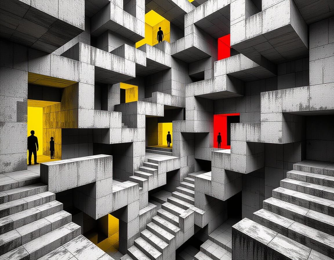 Mind-Bending Brutalist Labyrinth Inspired by Op Art