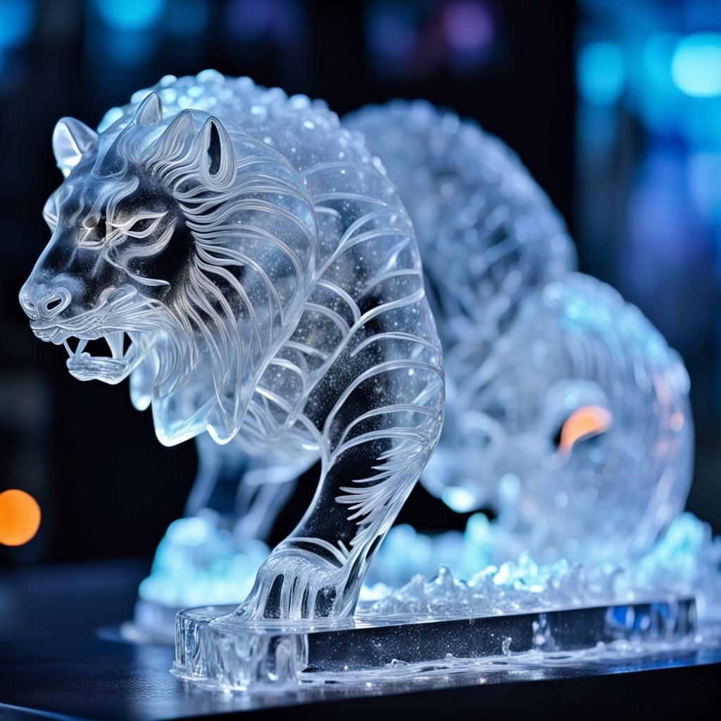 Beautiful ice sculpture art for a wedding.