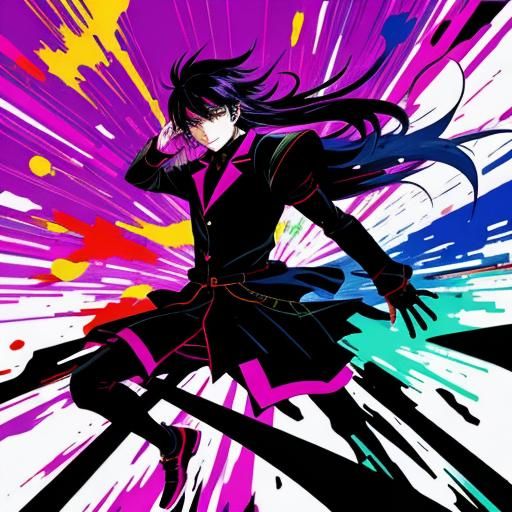 Colorful Anime Scene in High Contrast