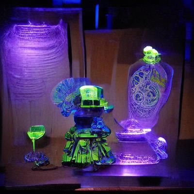 Uranium Glass Automaton Under Blacklight