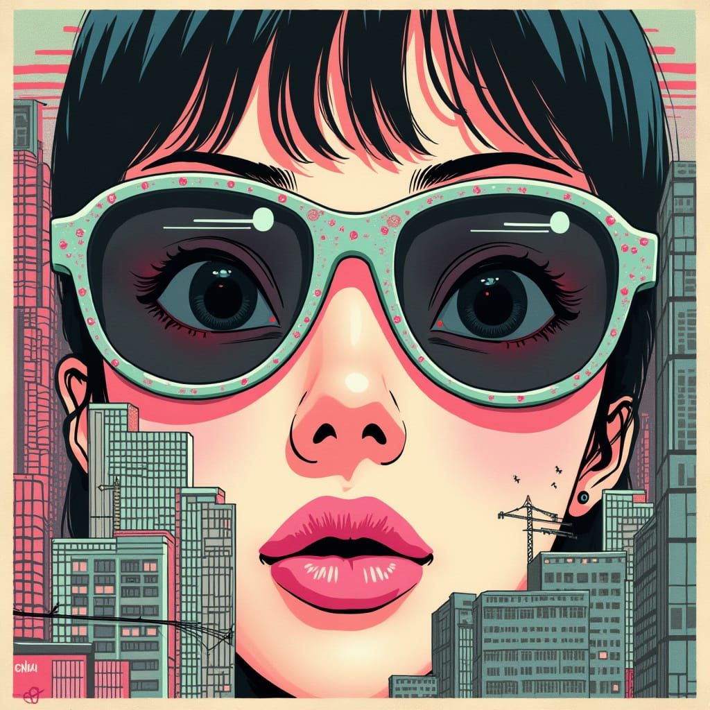 Retro-Futuristic Japanese Sunglasses Anime Advertisement