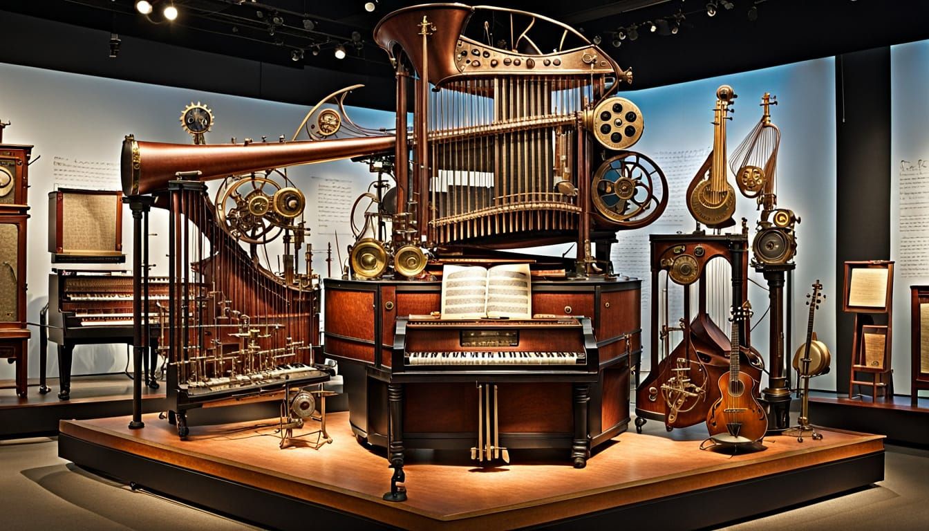 Steampunk Musical Instruments Museum Display