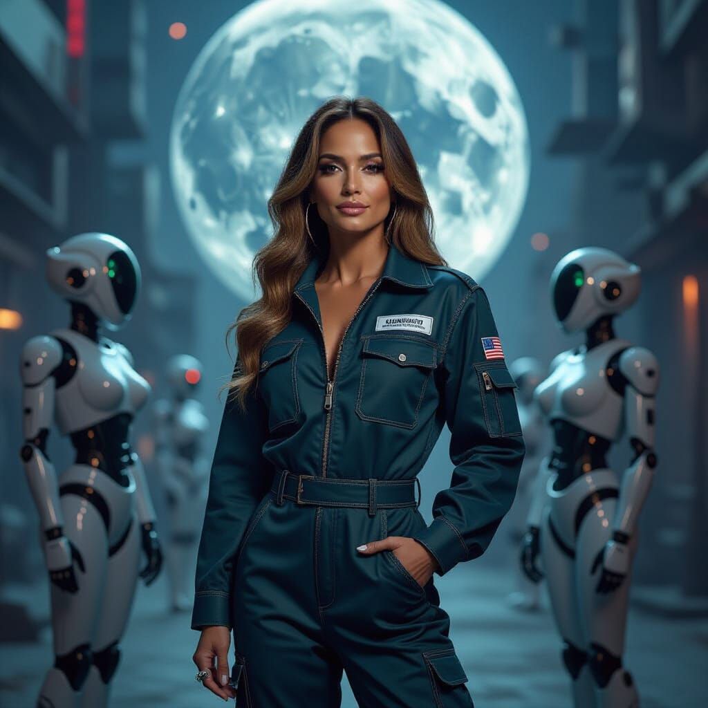 Jennifer Lopez in Sci-Fi Metropolis: Pin-Up Art