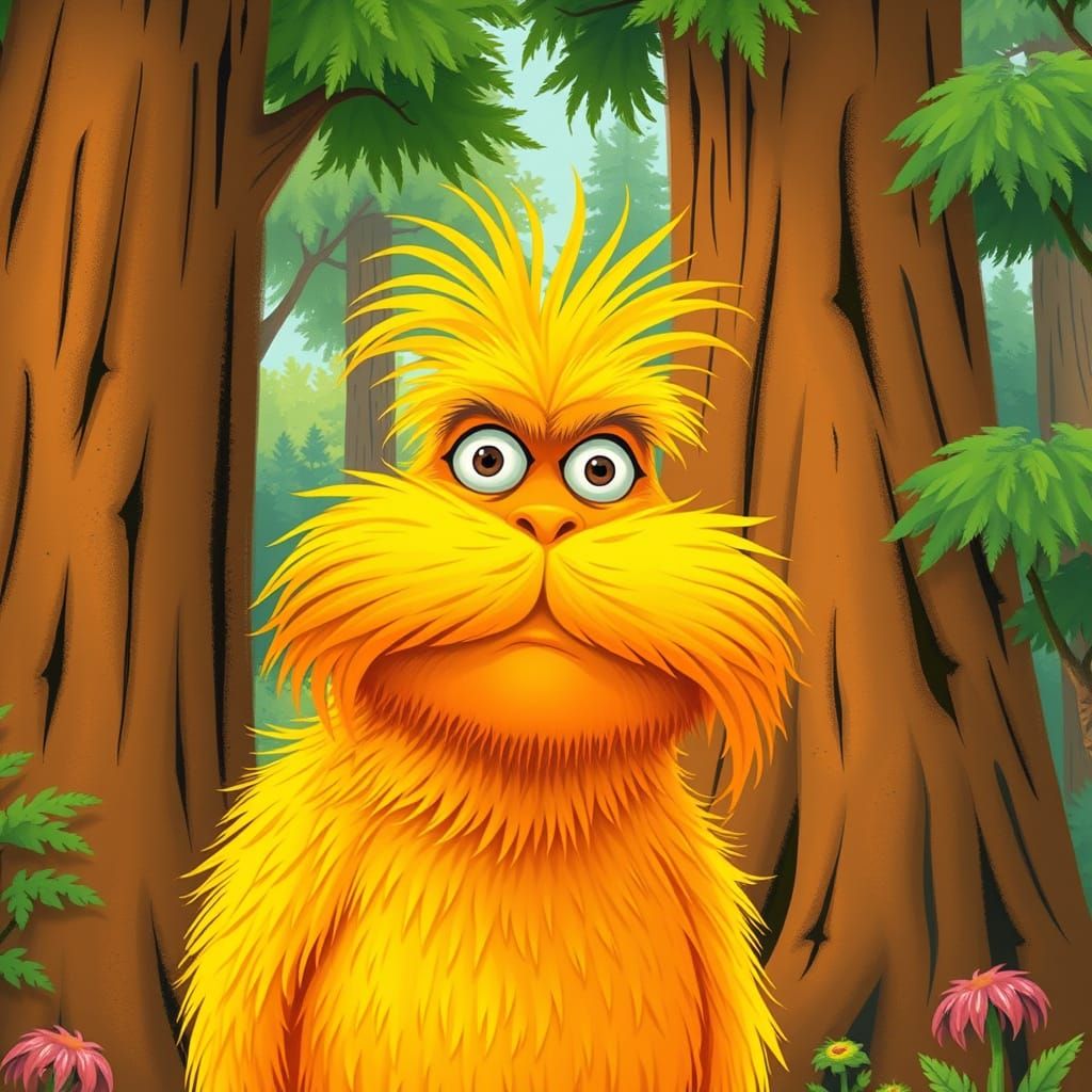 Whimsical Lorax Character in Vibrant Colors