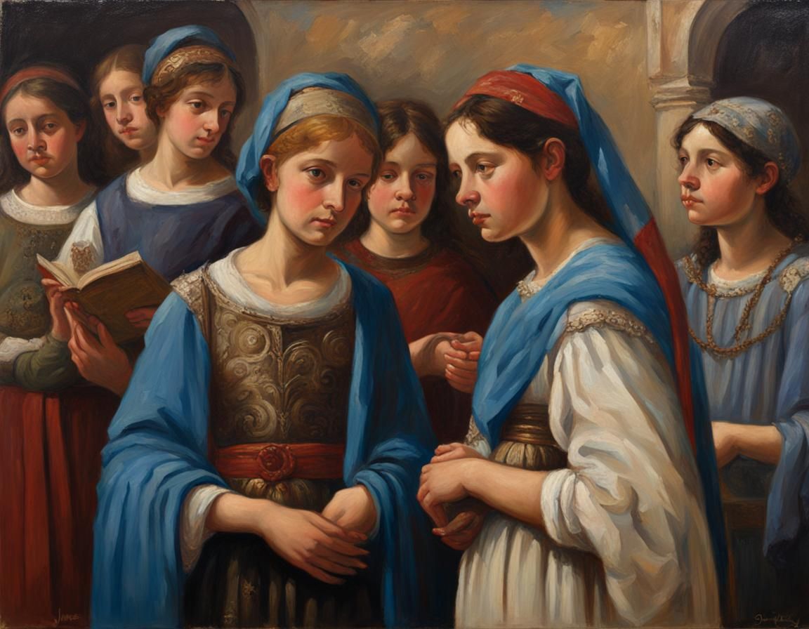 Portrait of Young Woman, Florentine Oil Painting Style