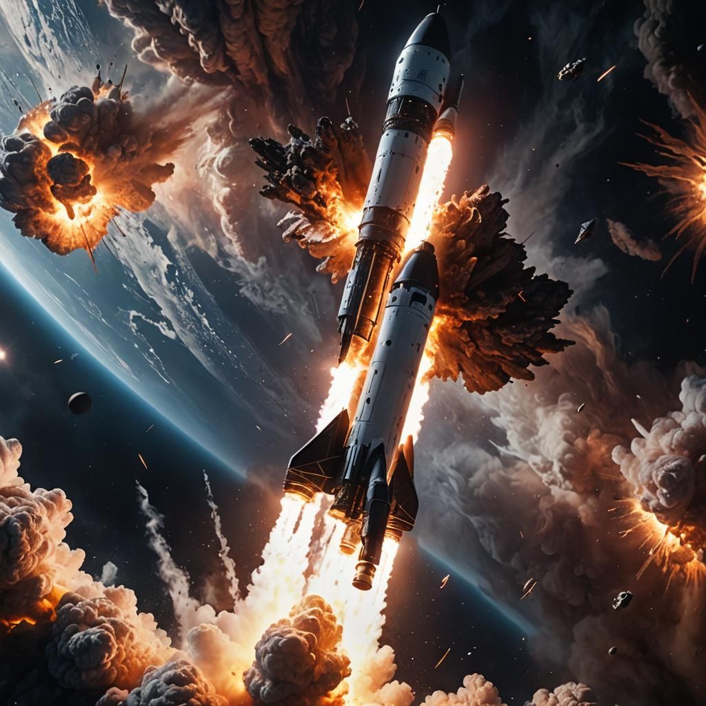 Falcon 9 Spacecraft in Explosive Flight