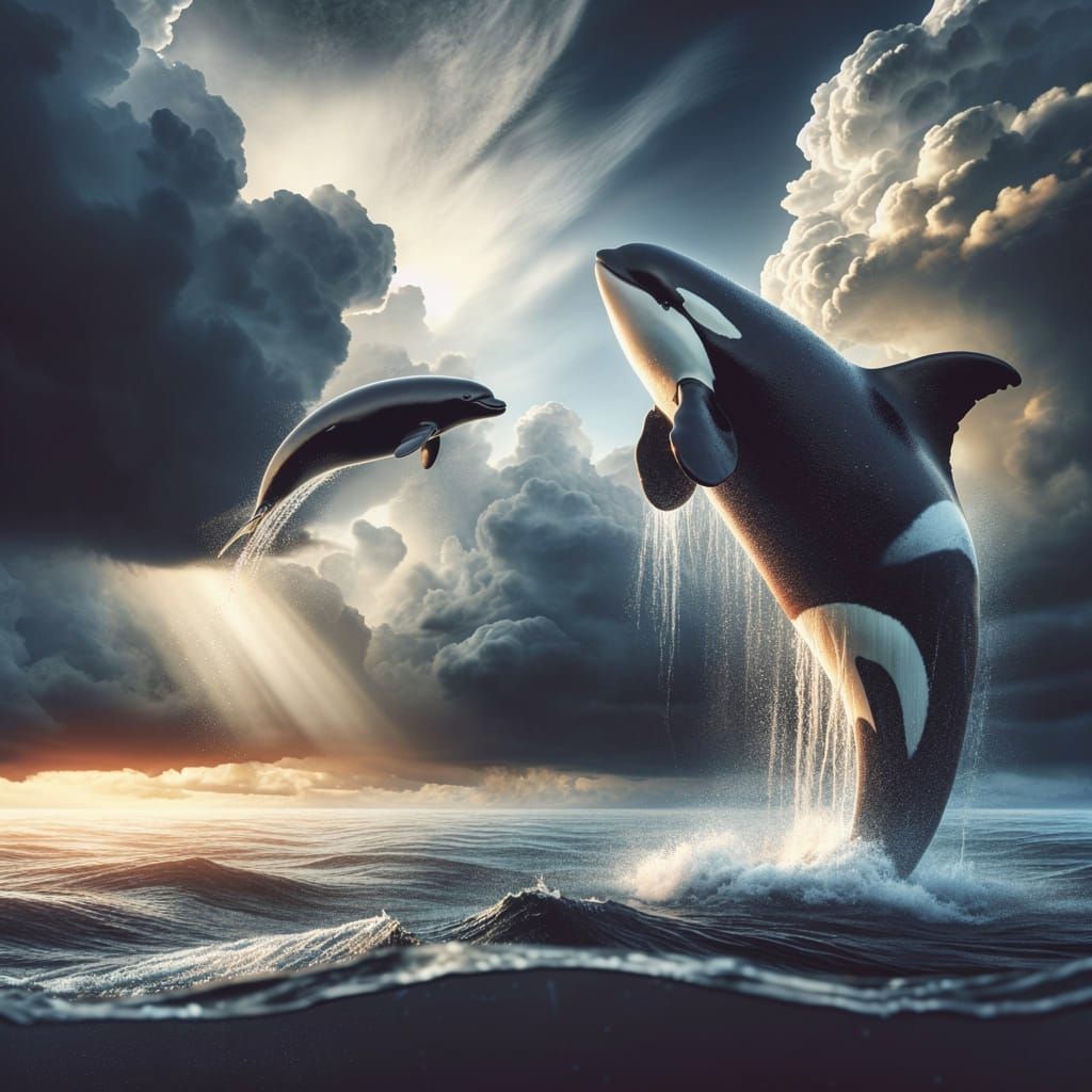 Orca's Dramatic Leap: Seal Hunting in Stormy Seas