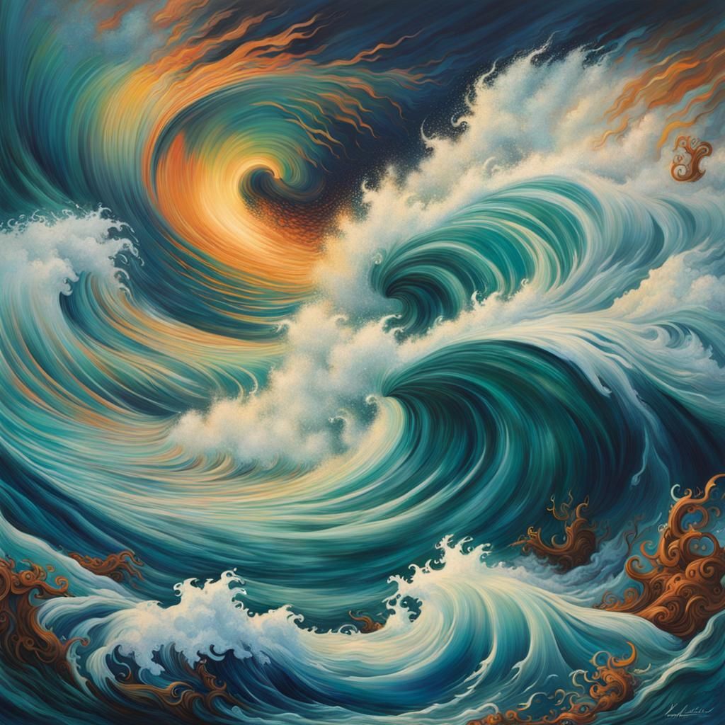 churning ocean waves