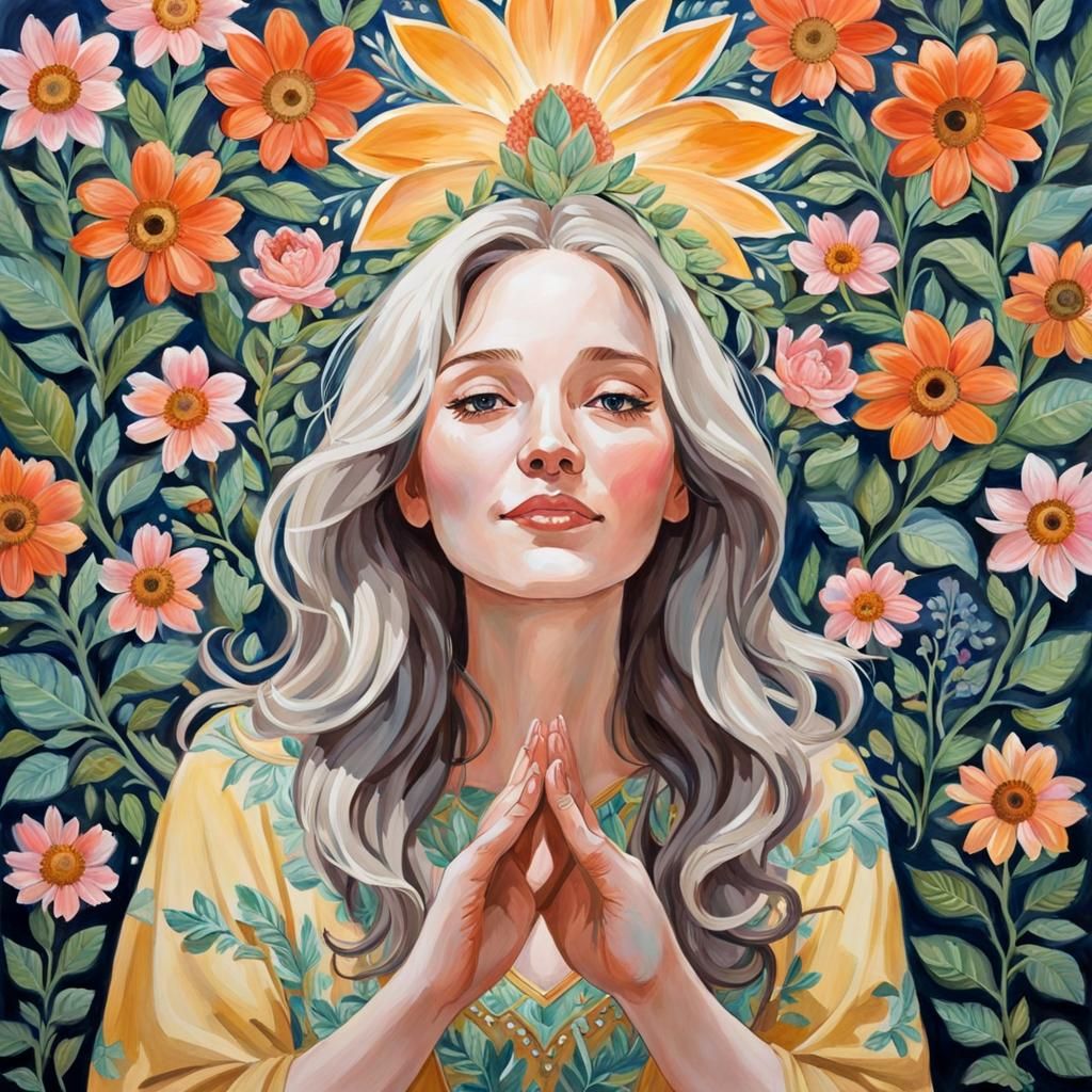 Detailed Gouache Painting: Beauty, Kindness, and Truth