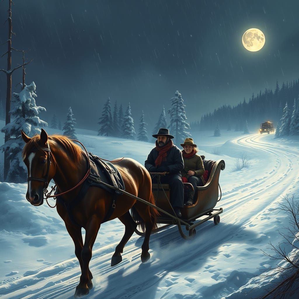 Nostalgic Sleigh Ride in Rockwell Style