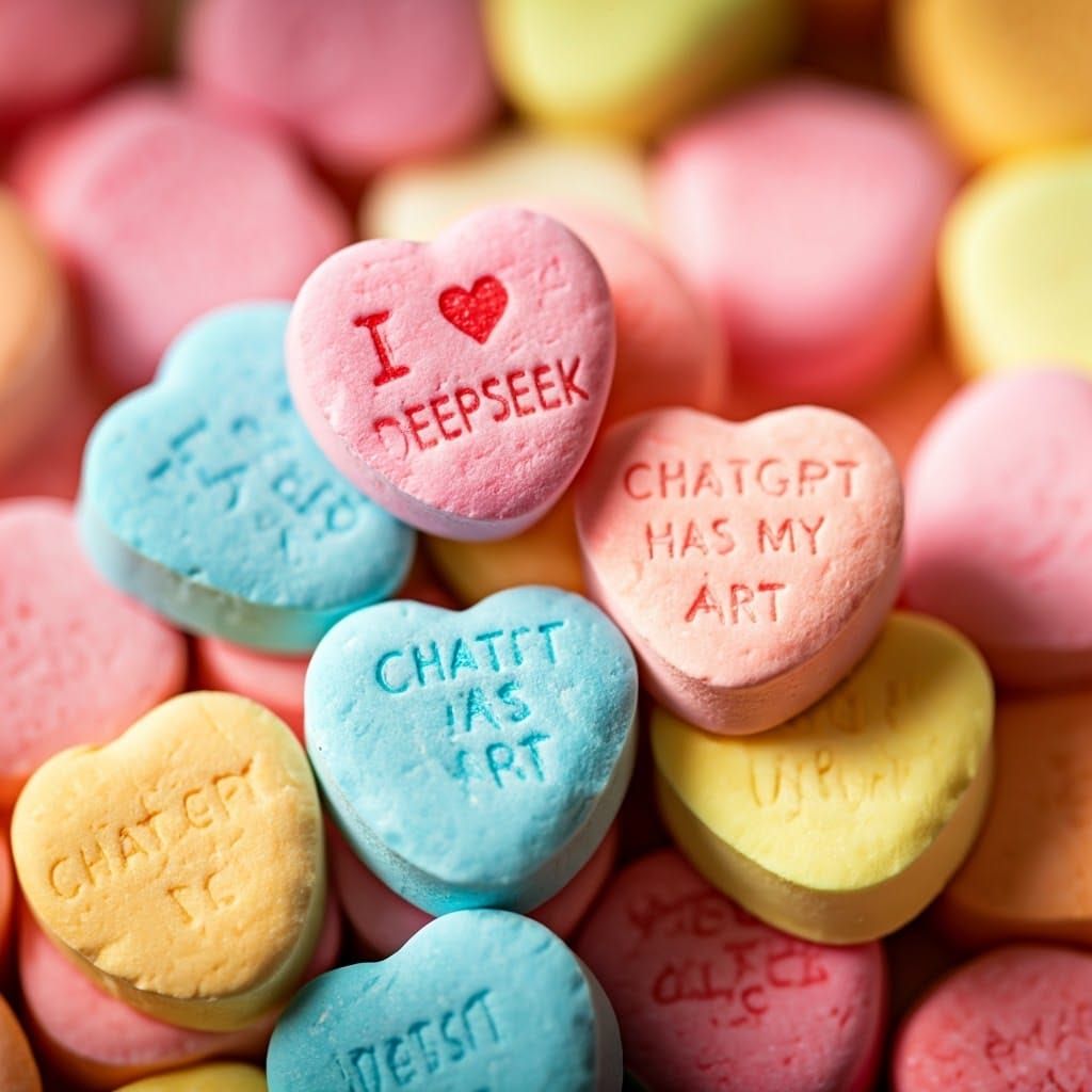 Colourful Candy Hearts with Quirky Messages