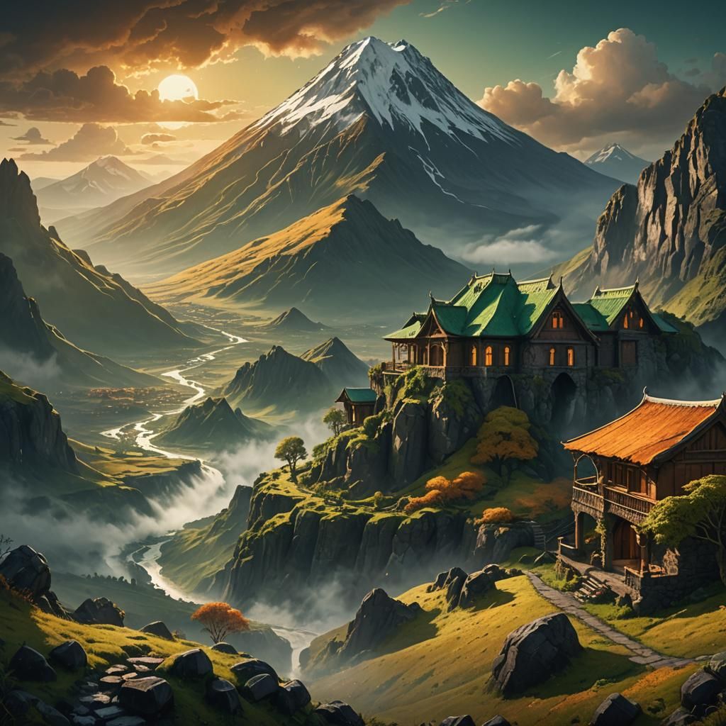 Volcanic Valley Home in High Fantasy Style