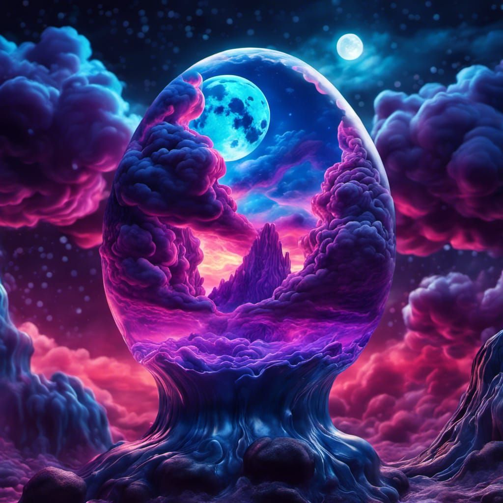 Cosmic Lava Lamp: Holographic Astral Illustration